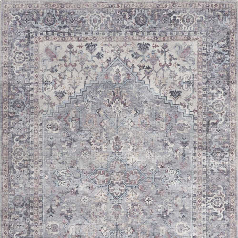 5' X 7' Grey Oriental Power Loom Distressed Washable Area Rug - Homeroots - Flyclothing LLC