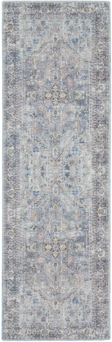 2' X 6' Light Grey And Blue Oriental Power Loom Distressed Washable Runner Rug - Homeroots - Flyclothing LLC