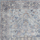 4' X 6' Light Grey And Blue Oriental Power Loom Distressed Washable Area Rug - Homeroots - Flyclothing LLC