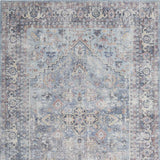5' X 7' Light Grey And Blue Oriental Power Loom Distressed Washable Area Rug - Homeroots