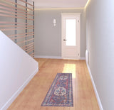 2' X 6' Red And Navy Oriental Power Loom Distressed Washable Runner Rug - Homeroots - Flyclothing LLC
