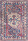 4' X 6' Red And Navy Oriental Power Loom Distressed Washable Area Rug - Homeroots