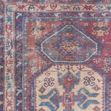 4' X 6' Red And Navy Oriental Power Loom Distressed Washable Area Rug - Homeroots
