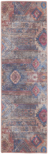 2' X 6' Red And Blue Southwestern Power Loom Distressed Washable Runner Rug - Homeroots - Flyclothing LLC