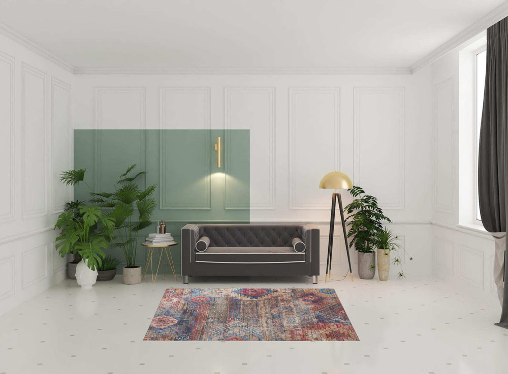 5' X 7' Multicolor Southwestern Power Loom Distressed Washable Area Rug - Homeroots - Flyclothing LLC