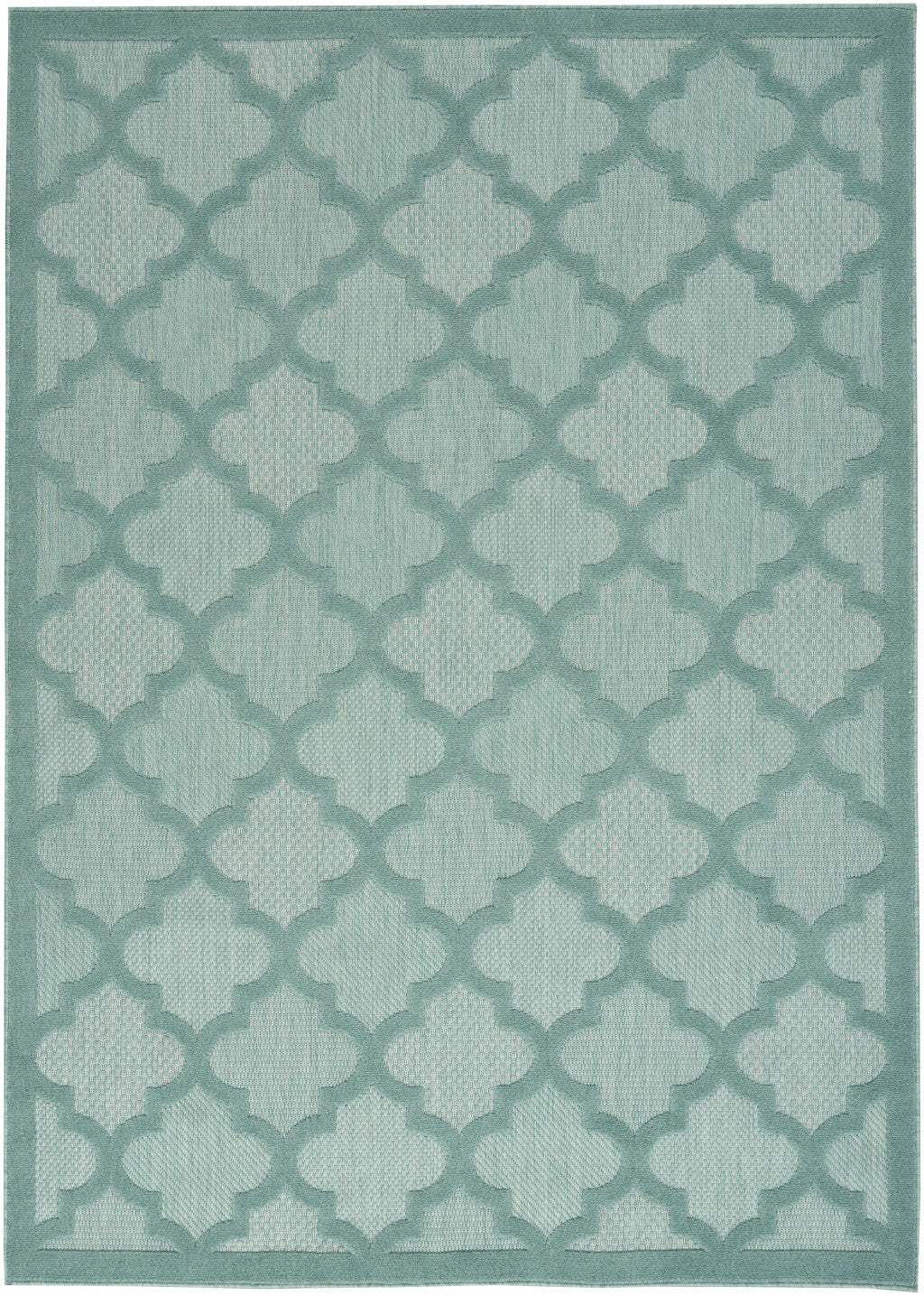 5' X 7' Aqua And Teal Ikat Indoor Outdoor Area Rug - Homeroots - Flyclothing LLC