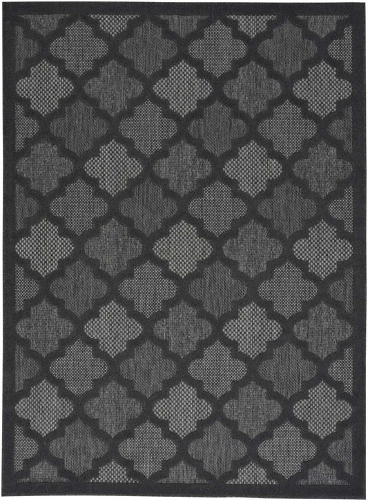 5' X 7' Charcoal Black Ikat Indoor Outdoor Area Rug - Homeroots - Flyclothing LLC