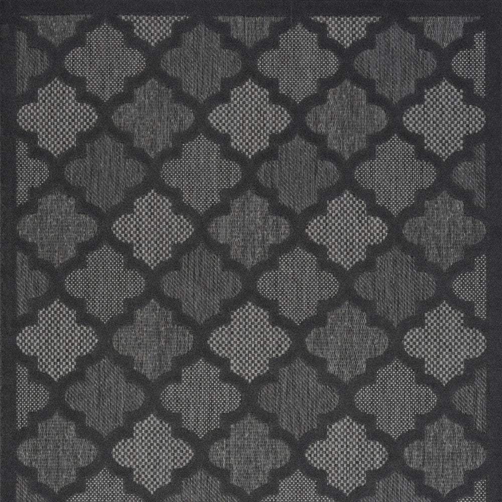 5' X 7' Charcoal Black Ikat Indoor Outdoor Area Rug - Homeroots - Flyclothing LLC
