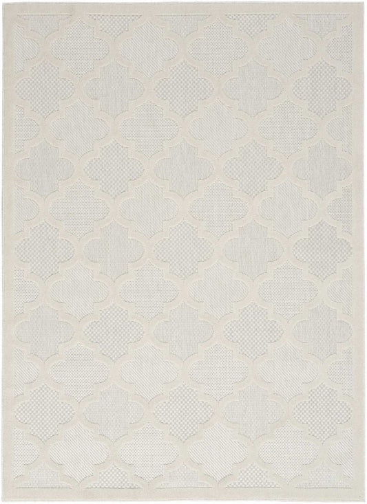 5' X 7' Ivory And White Ikat Indoor Outdoor Area Rug - Homeroots - Flyclothing LLC