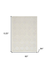 5' X 7' Ivory And White Ikat Indoor Outdoor Area Rug - Homeroots - Flyclothing LLC