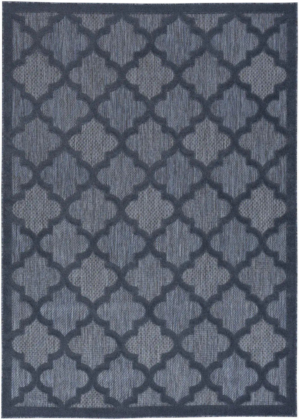 5' X 7' Navy Blue Ikat Indoor Outdoor Area Rug - Homeroots - Flyclothing LLC