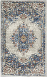 3' X 5' Blue And Grey Oriental Power Loom Non Skid Area Rug - Homeroots - Flyclothing LLC