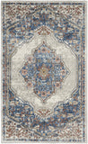 3' X 5' Blue And Grey Oriental Power Loom Non Skid Area Rug - Homeroots