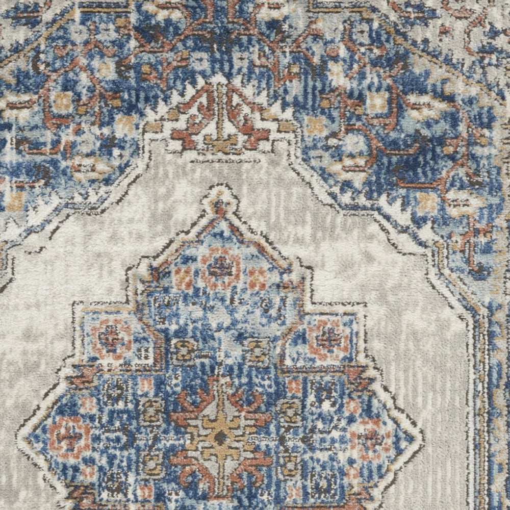 3' X 5' Blue And Grey Oriental Power Loom Non Skid Area Rug - Homeroots - Flyclothing LLC