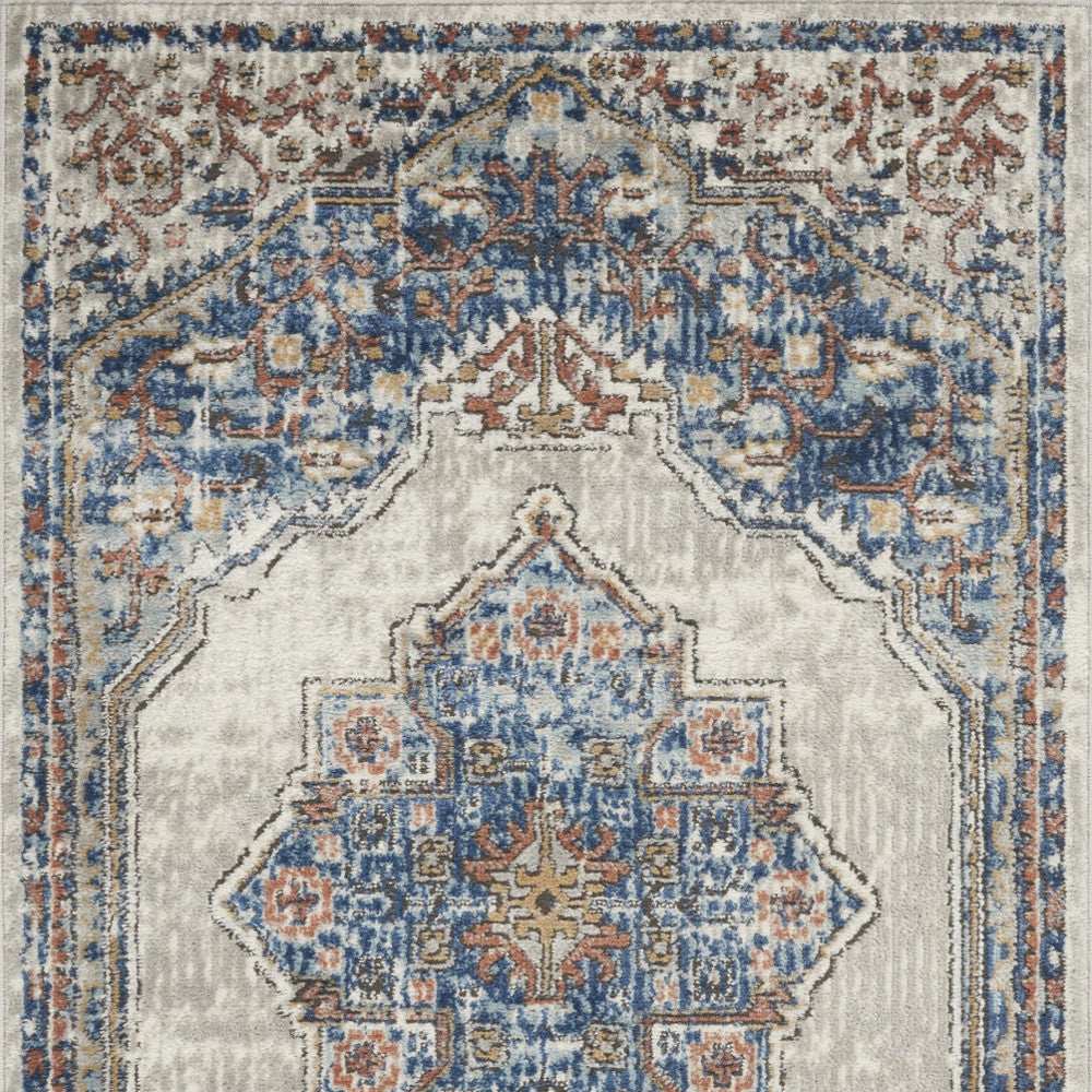 3' X 5' Blue And Grey Oriental Power Loom Non Skid Area Rug - Homeroots - Flyclothing LLC