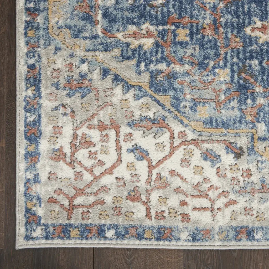 3' X 5' Blue And Grey Oriental Power Loom Non Skid Area Rug - Homeroots - Flyclothing LLC