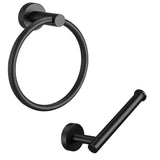 Set of Two Black Stainless Steel Wall Mount Towel Ring and Toilet Paper Holder - Homeroots - Flyclothing LLC