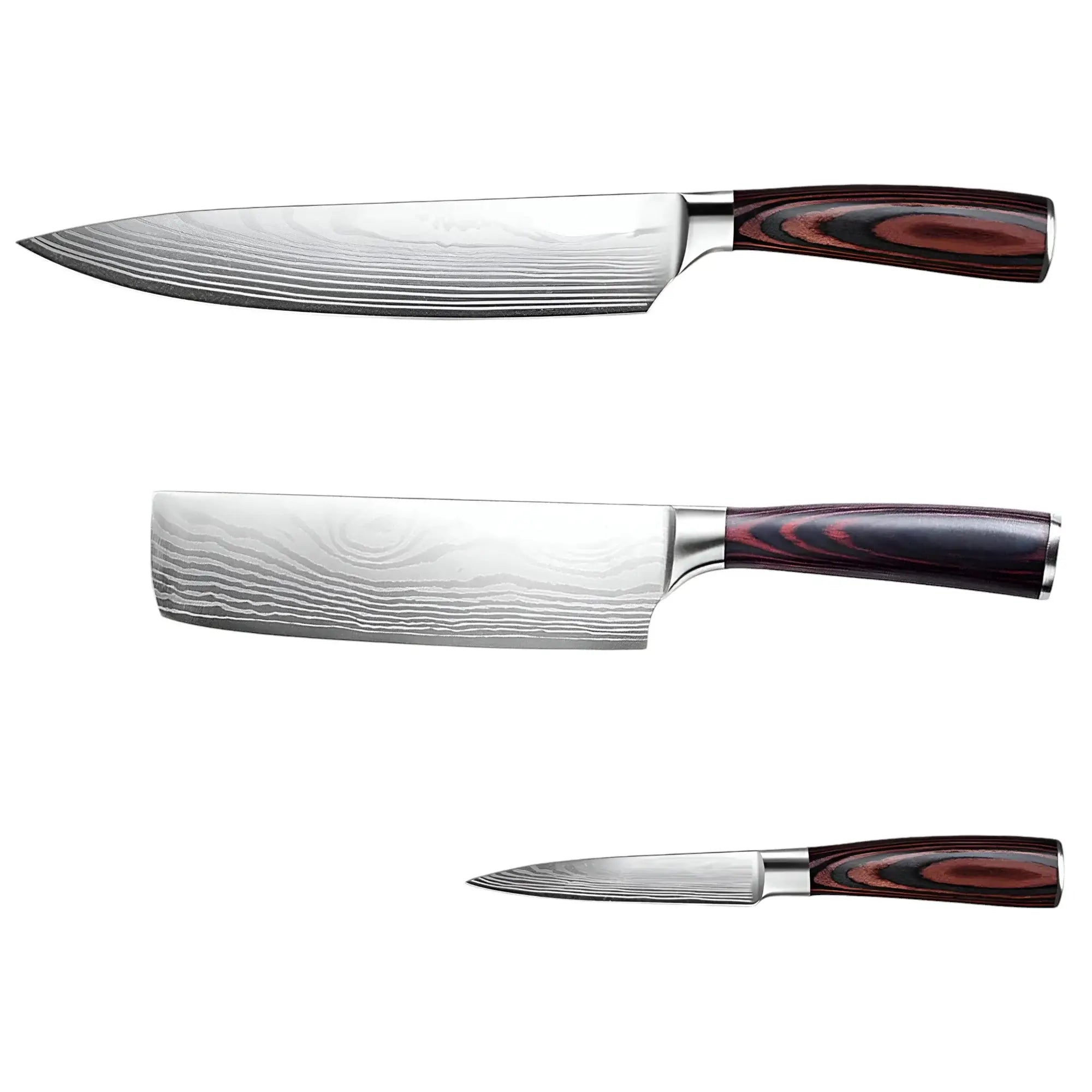 Brown and Black Stainless Steel And Wood Eight Piece Cutlery Set - Homeroots - Flyclothing LLC