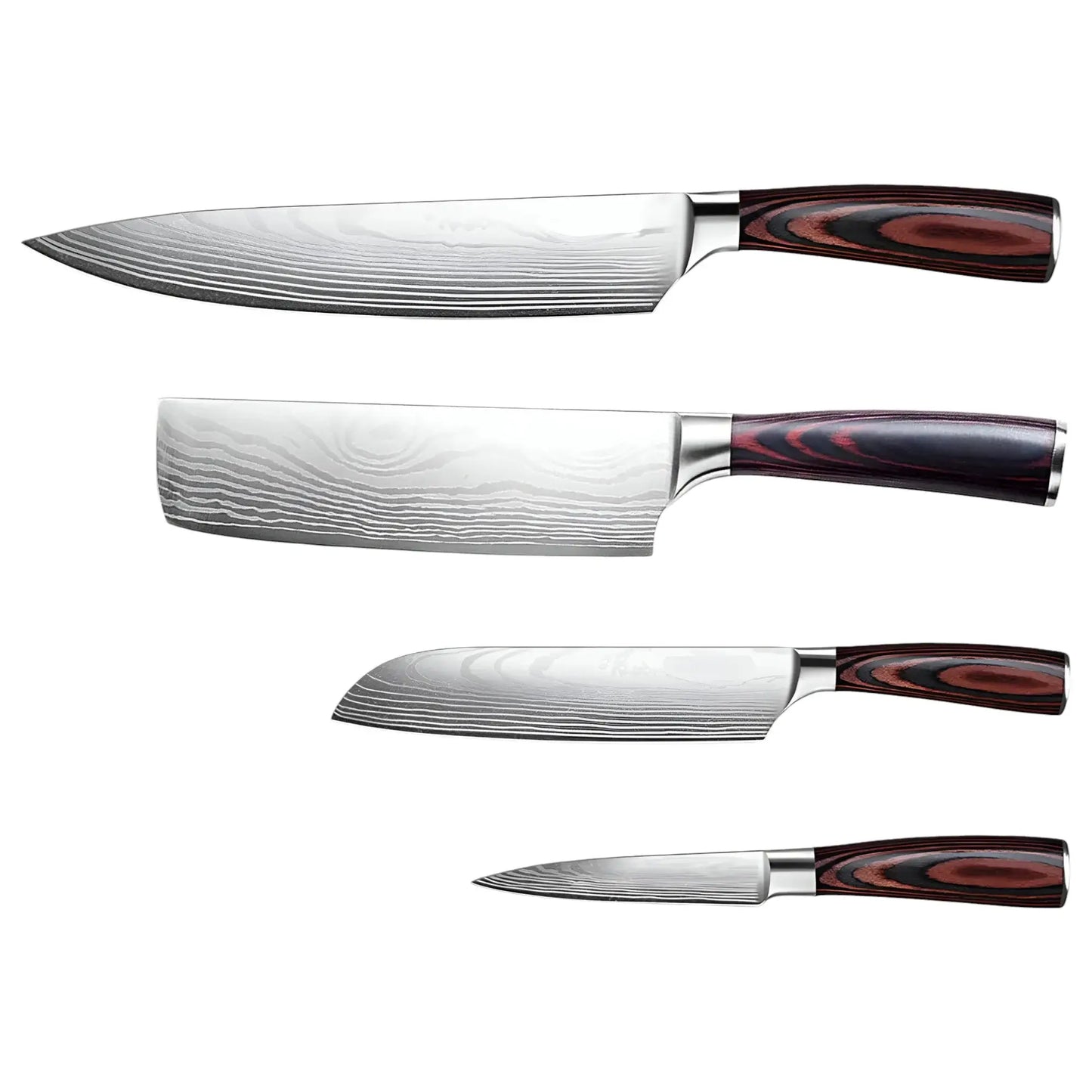 Brown and Black Stainless Steel And Wood Eight Piece Cutlery Set - Homeroots - Flyclothing LLC