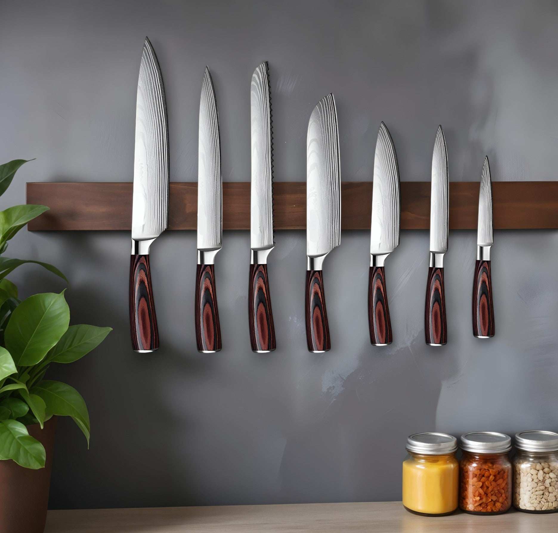 Brown and Black Stainless Steel And Wood Eight Piece Cutlery Set - Homeroots - Flyclothing LLC