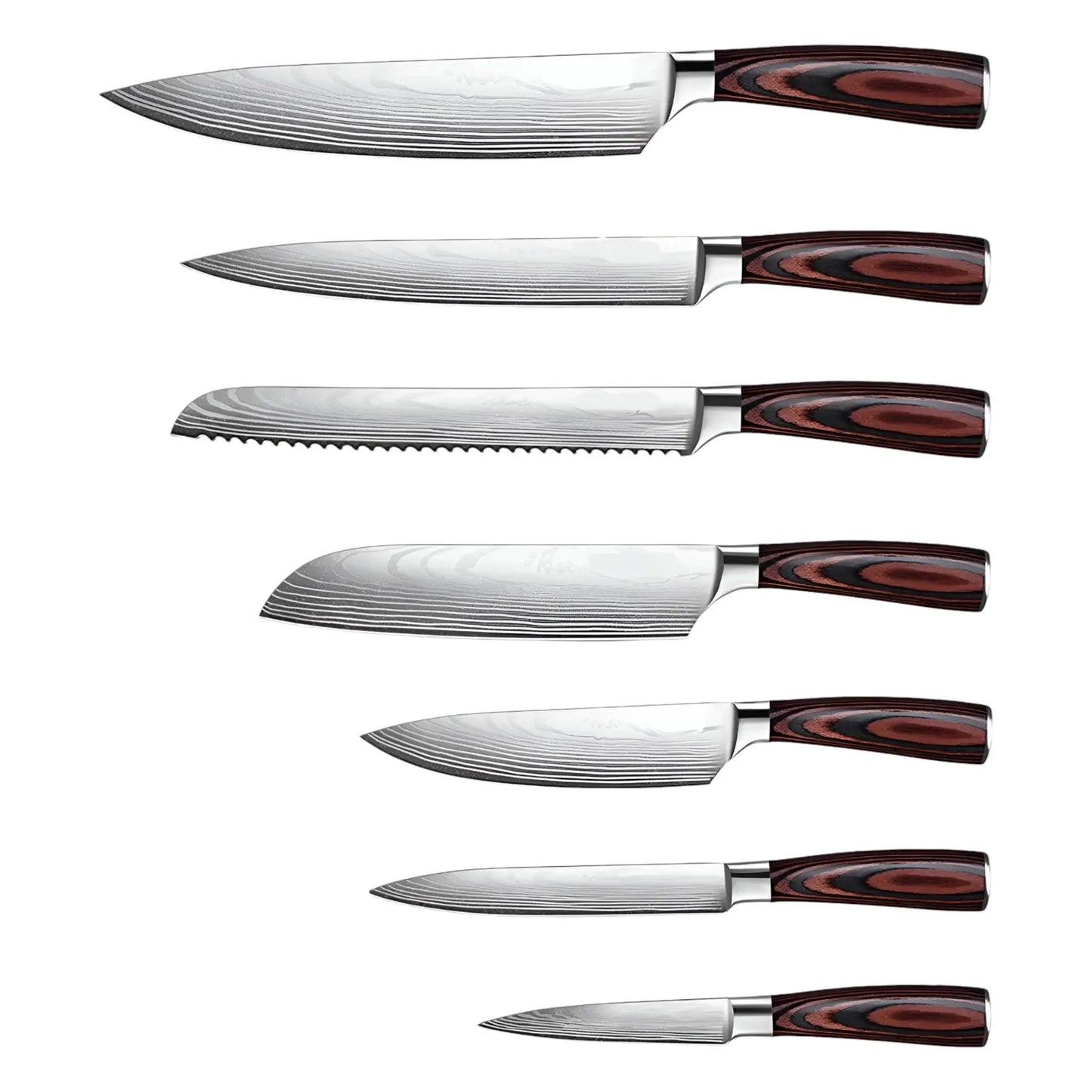 Brown and Black Stainless Steel And Wood Eight Piece Cutlery Set - Homeroots - Flyclothing LLC