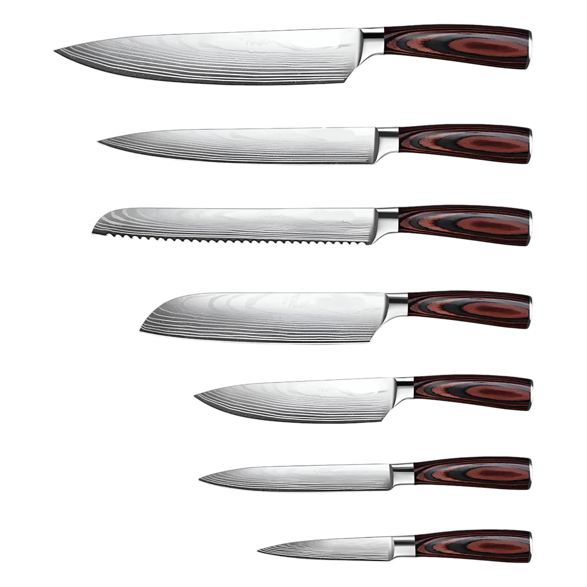 Brown and Black Stainless Steel And Wood Eight Piece Cutlery Set - Homeroots - Flyclothing LLC
