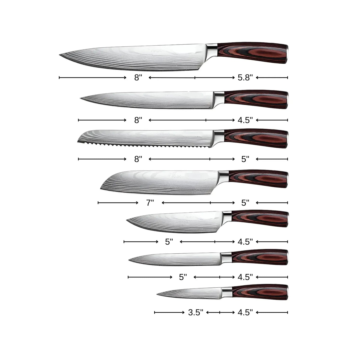 Brown and Black Stainless Steel And Wood Eight Piece Cutlery Set - Homeroots - Flyclothing LLC