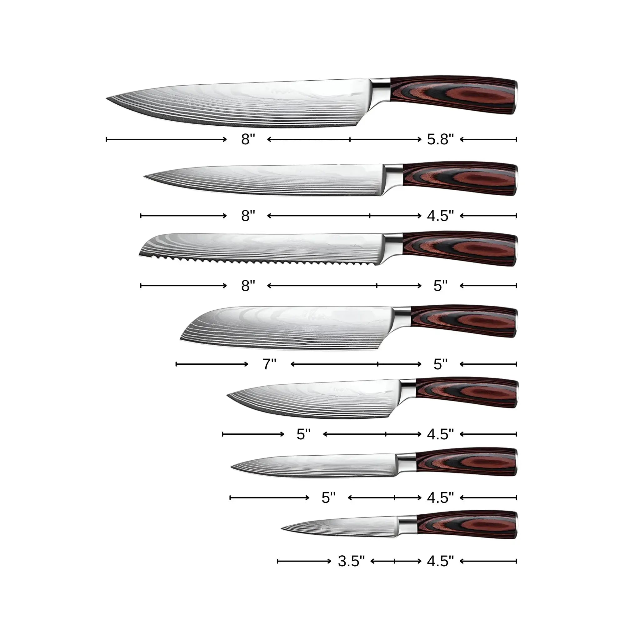 Brown and Black Stainless Steel And Wood Eight Piece Cutlery Set - Homeroots - Flyclothing LLC