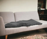 Charcoal Plain Weave Faux Fur Solid Color Throw - Homeroots