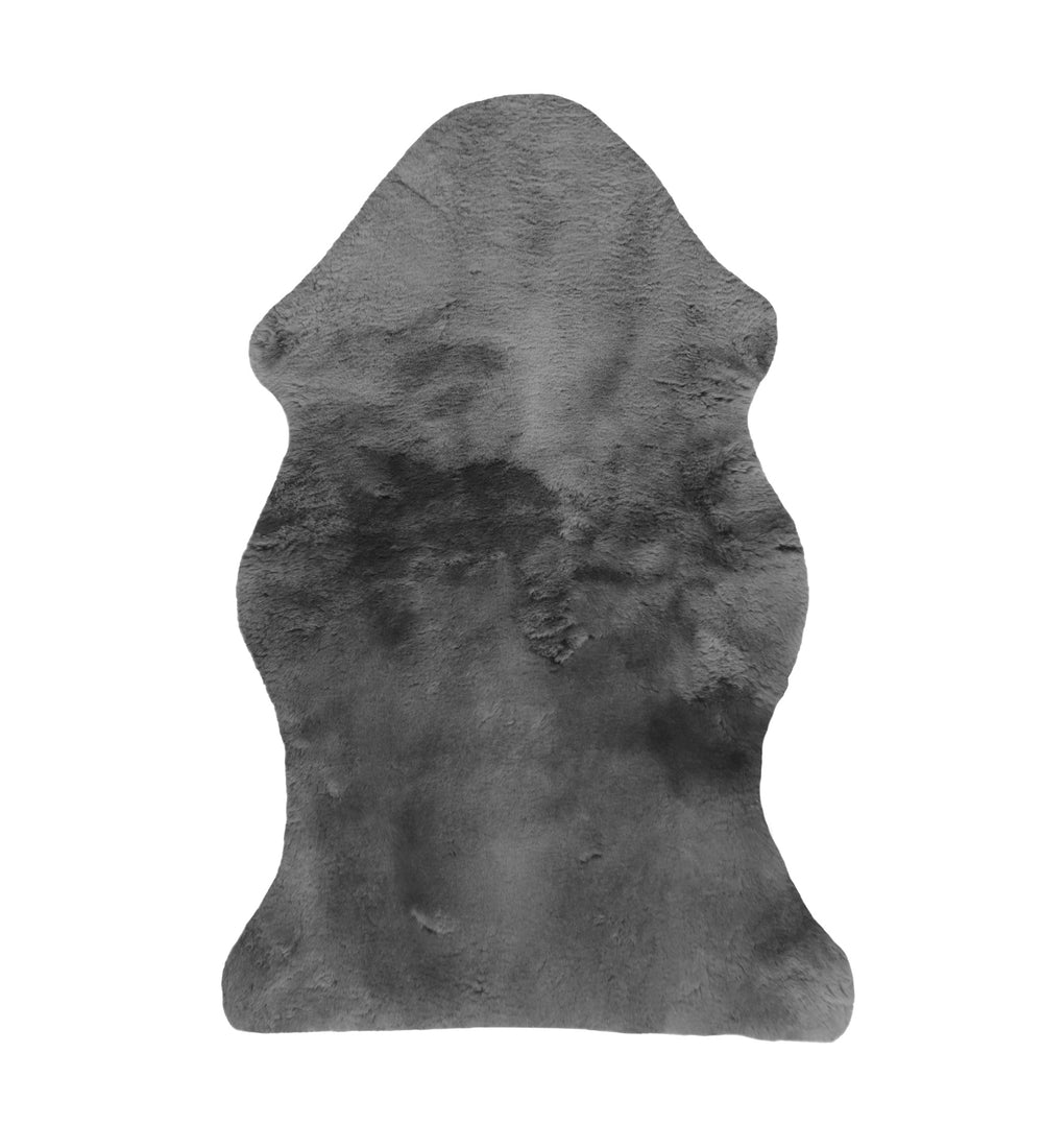Charcoal Plain Weave Faux Fur Solid Color Throw - Homeroots