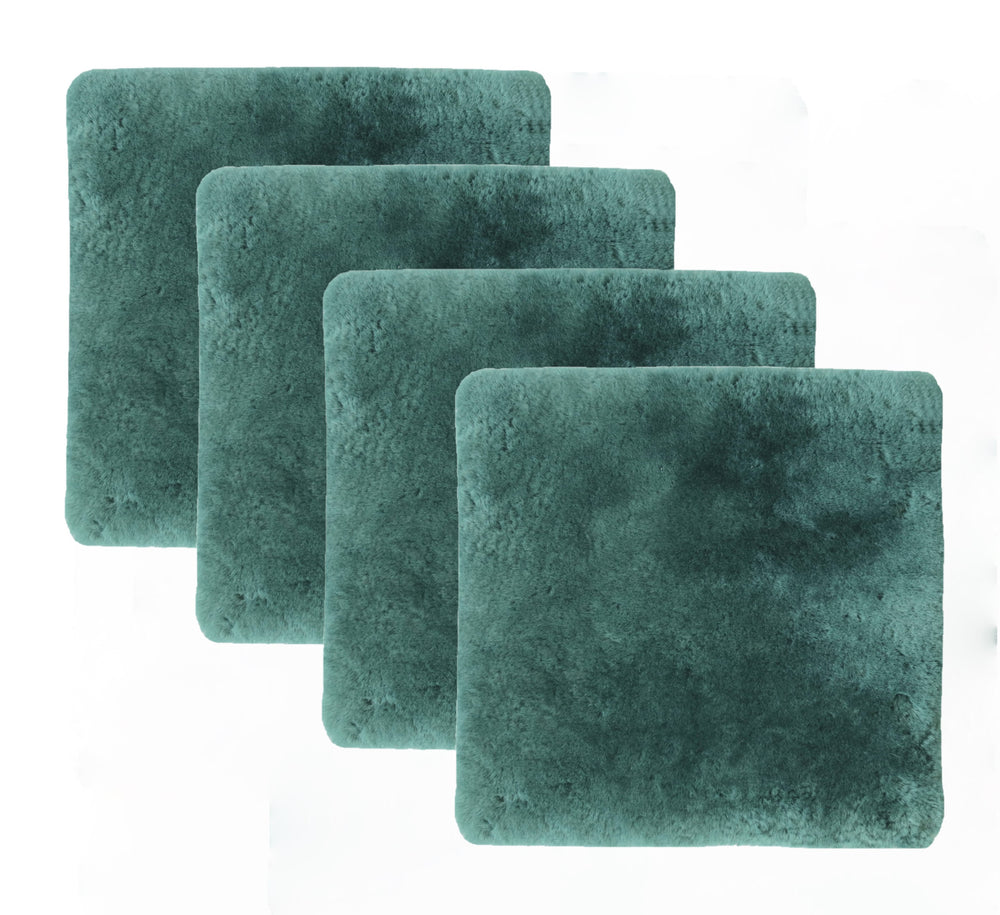 Set Of Four 17" X 17" Emerald Linen Solid Color Dining Chair Pad - Homeroots