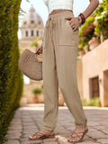 Textured High Waist Joggers - Trendsi