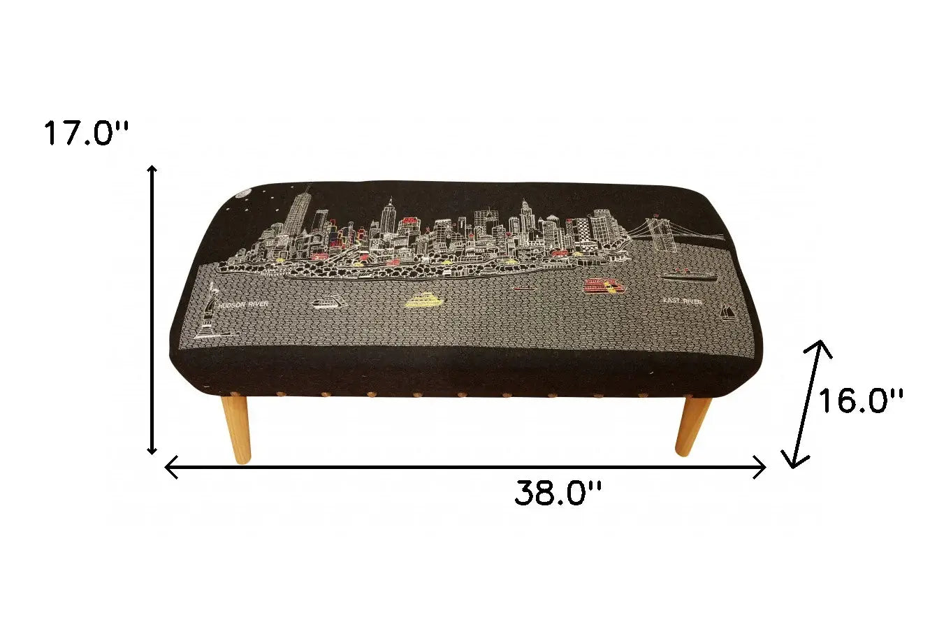 38" Gray Wool And Brown Ottoman - Homeroots - Flyclothing LLC