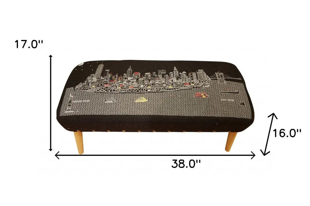 38" Gray Wool And Brown Ottoman - Homeroots - Flyclothing LLC