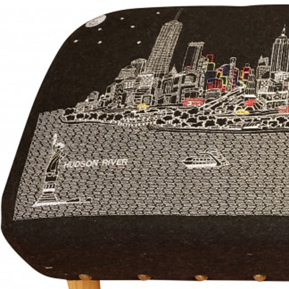 38" Gray Wool And Brown Ottoman - Homeroots - Flyclothing LLC