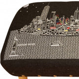 38" Gray Wool And Brown Ottoman - Homeroots