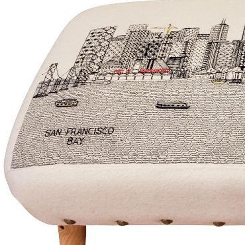 38" Cream Wool And Brown Ottoman - Homeroots - Flyclothing LLC