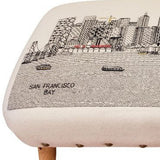 38" Cream Wool And Brown Ottoman - Homeroots