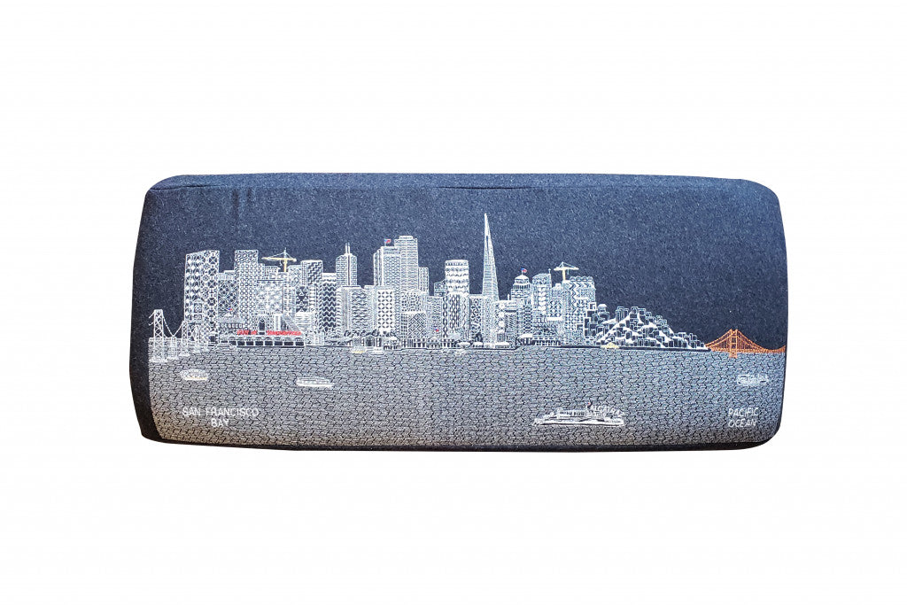 38" Gray Wool And Brown Ottoman - Homeroots - Flyclothing LLC