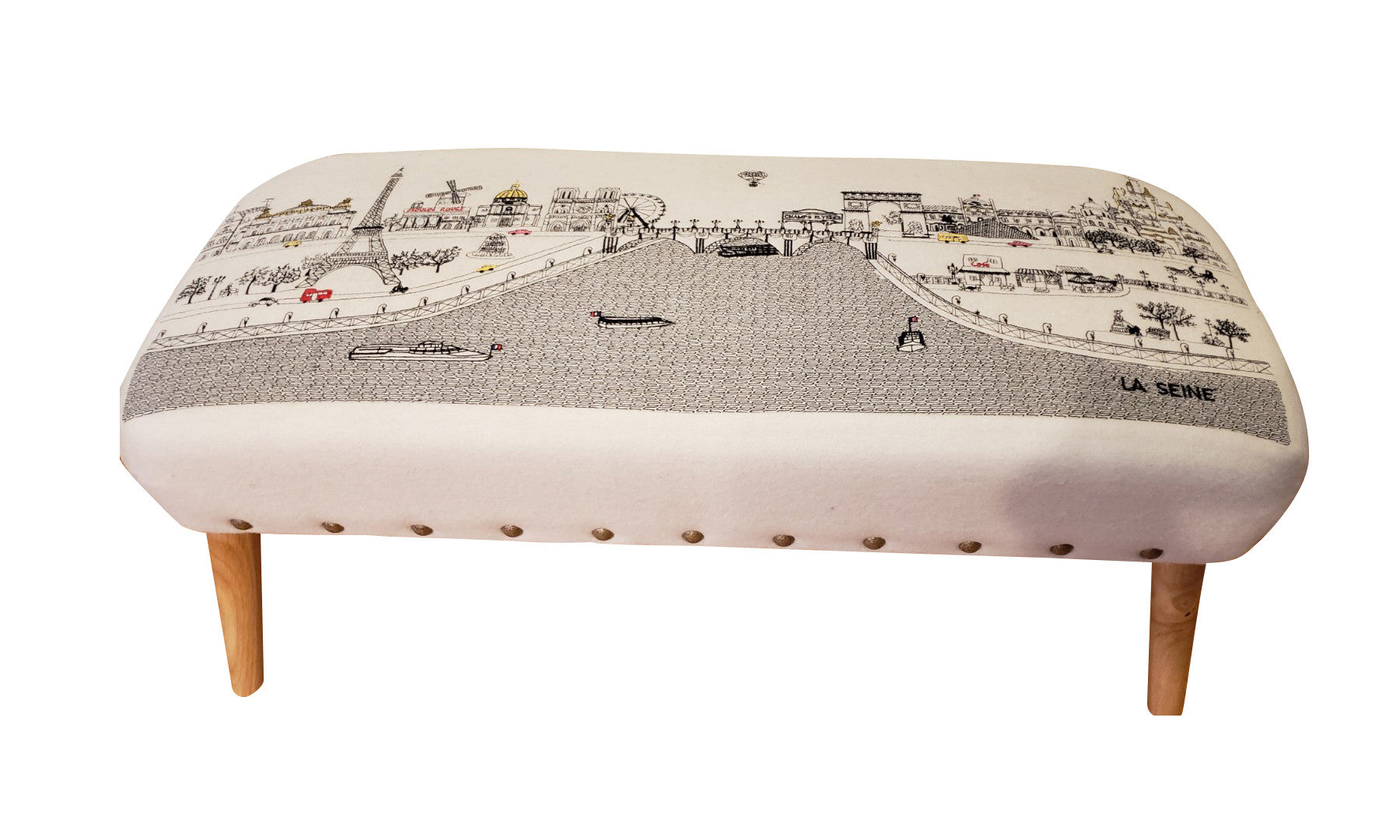 38" Cream Wool And Brown Ottoman - Homeroots - Flyclothing LLC