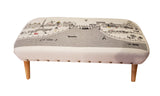 38" Cream Wool And Brown Ottoman - Homeroots