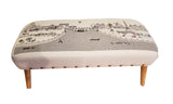 38" Cream Wool And Brown Ottoman - Homeroots