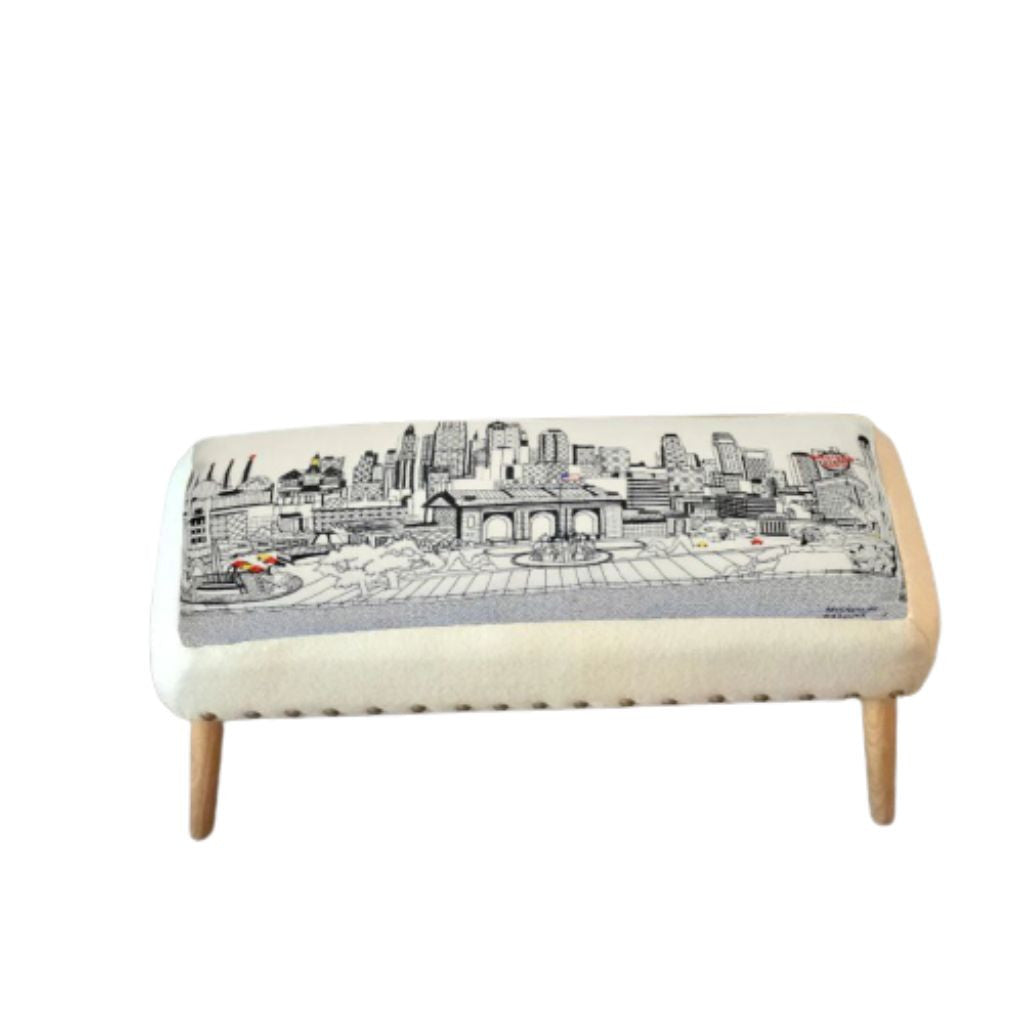 38" Cream Wool And Brown Ottoman - Homeroots - Flyclothing LLC