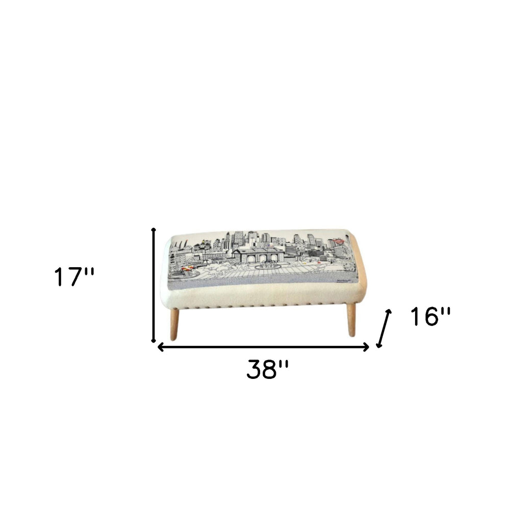 38" Cream Wool And Brown Ottoman - Homeroots - Flyclothing LLC