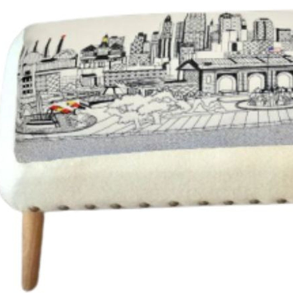 38" Cream Wool And Brown Ottoman - Homeroots - Flyclothing LLC