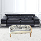 38" Cream Wool And Brown Ottoman - Homeroots - Flyclothing LLC