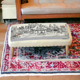 38" Cream Wool And Brown Ottoman - Homeroots - Flyclothing LLC