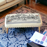 38" Cream Wool And Brown Ottoman - Homeroots - Flyclothing LLC
