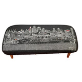 38" Black Wool And Brown Ottoman - Homeroots