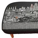 38" Black Wool And Brown Ottoman - Homeroots